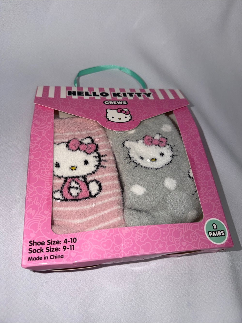 Hello Kitty Crew Socks - Pink & Gray (2 Pairs)